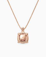 Chatelaine® Pavé Bezel Pendant Necklace in 18K Rose Gold with Morganite and Diamonds, 9mm