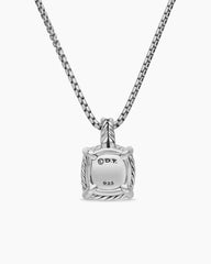Chatelaine® Pavé Bezel Pendant Necklace in Sterling Silver with Hampton Blue Topaz and Diamonds, 9mm