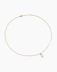 Solari Pendant Necklace in 18K Yellow Gold with Pearl and Diamonds, 8mm