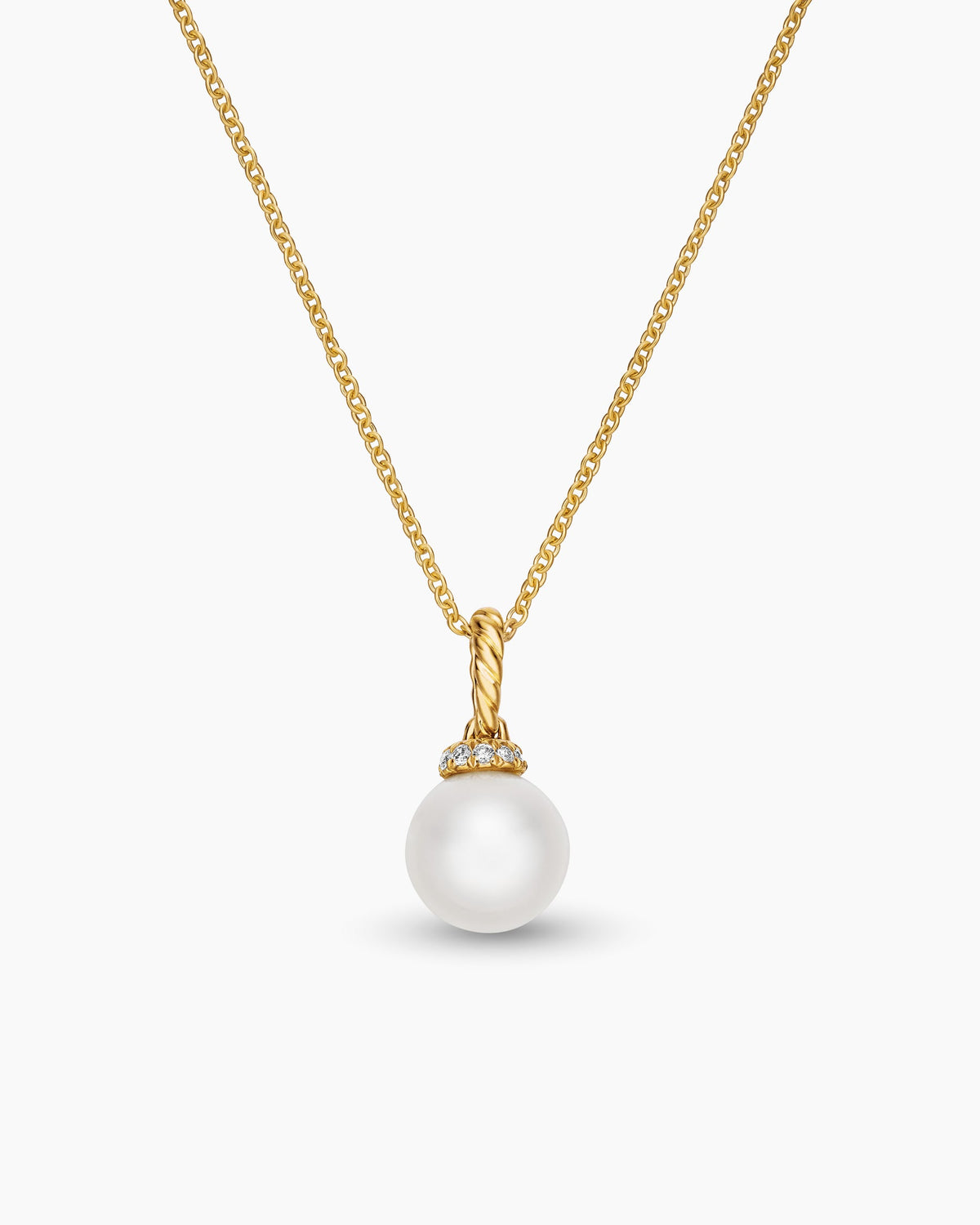 Solari Pendant Necklace in 18K Yellow Gold with Pearl and Diamonds, 8mm