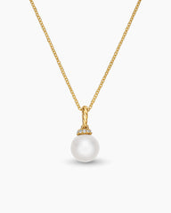 Solari Pendant Necklace in 18K Yellow Gold with Pearl and Diamonds, 8mm
