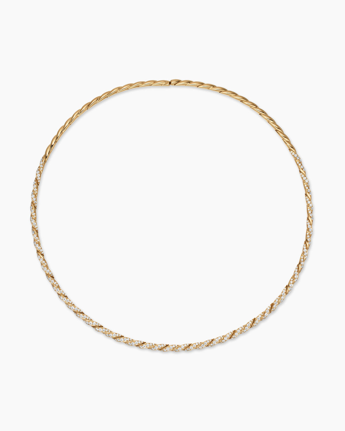 Sculpted Cable Flex Necklace in 18K Yellow Gold with Diamonds, 3.7mm