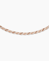 Sculpted Cable Flex Necklace in 18K Rose Gold with Diamonds, 3.7mm