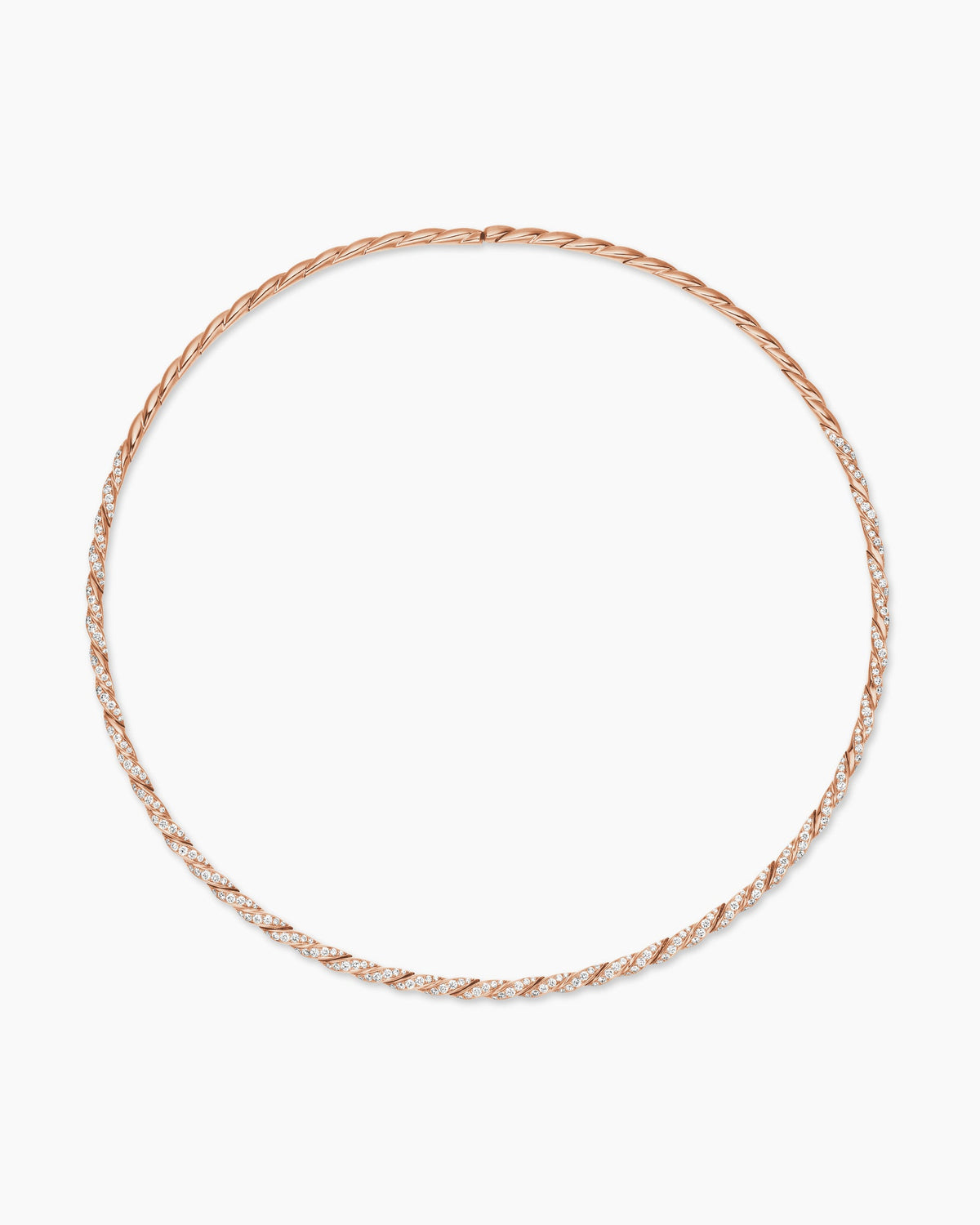 Sculpted Cable Flex Necklace in 18K Rose Gold with Diamonds, 3.7mm