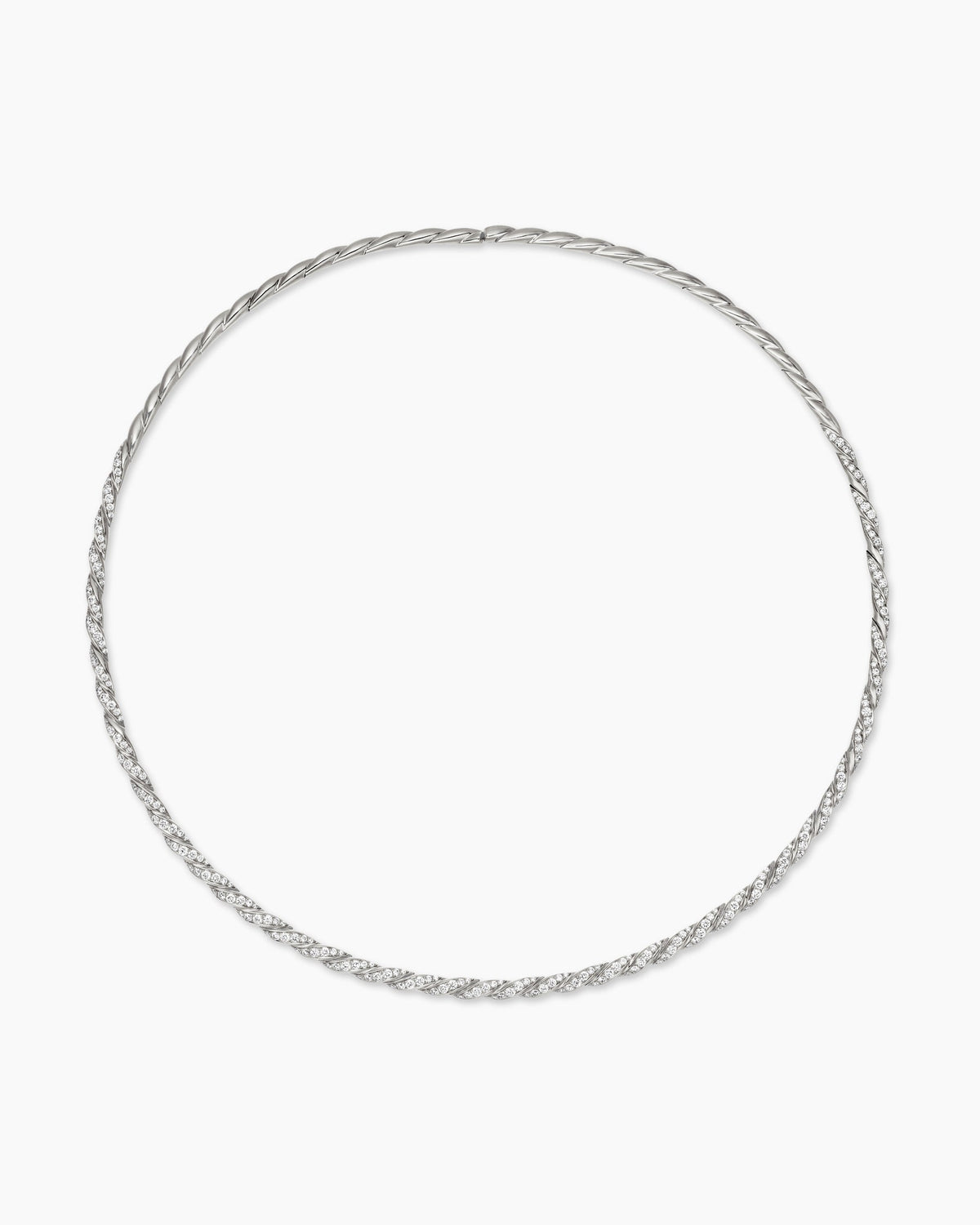 Sculpted Cable Flex Necklace in 18K White Gold with Diamonds, 3.7mm