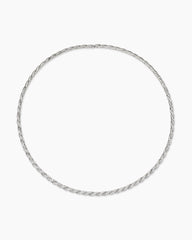 Sculpted Cable Flex Necklace in 18K White Gold with Diamonds, 3.7mm