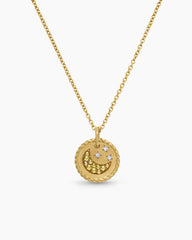 Cable Collectibles® Moon and Stars Necklace in 18K Yellow Gold with Pavé Yellow Sapphires and Diamonds, 11mm