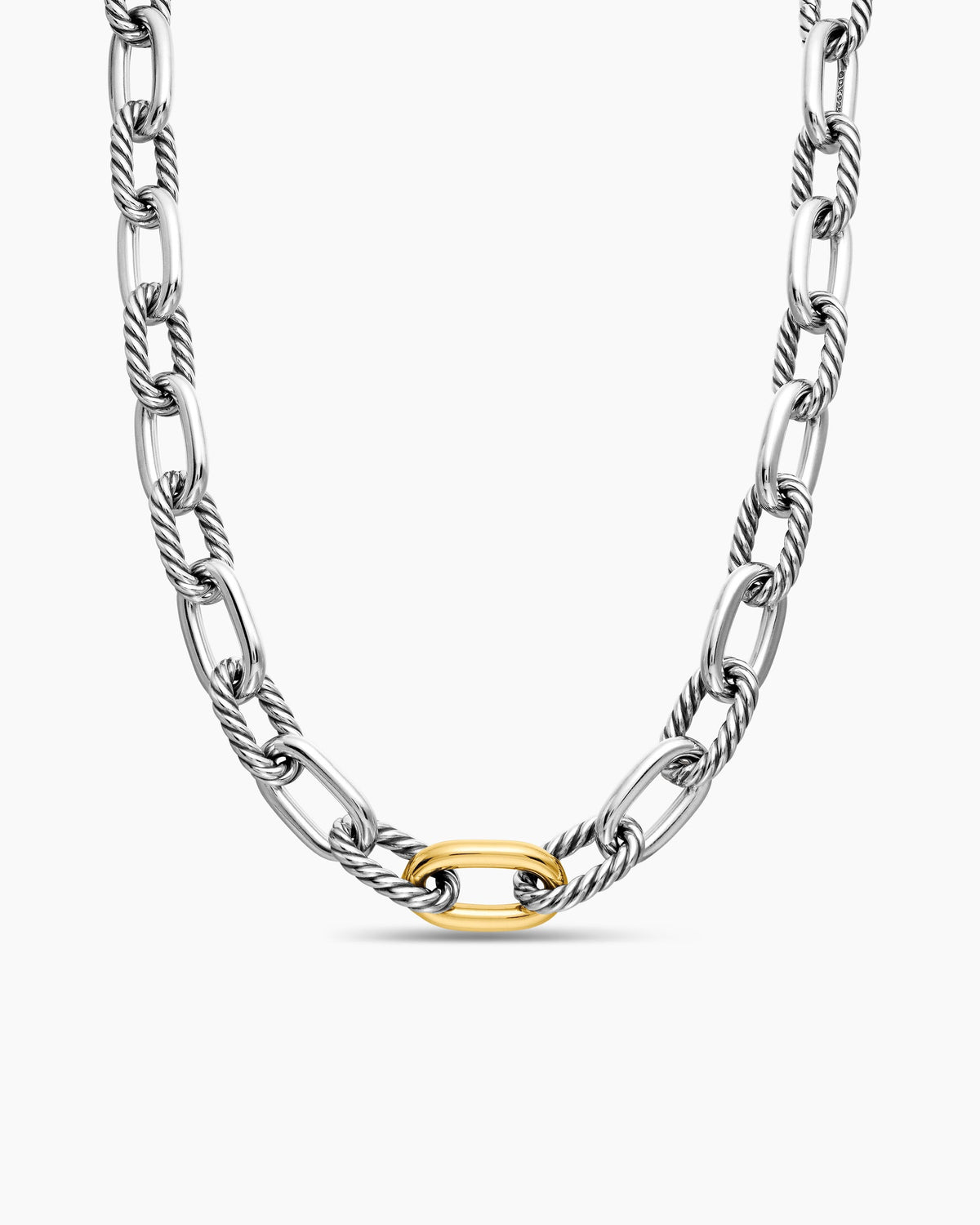 DY Madison® Chain Necklace in Sterling Silver with 18K Yellow Gold, 13.5mm