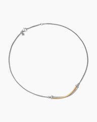 Crossover Bar Necklace in Sterling Silver with 18K Yellow Gold
