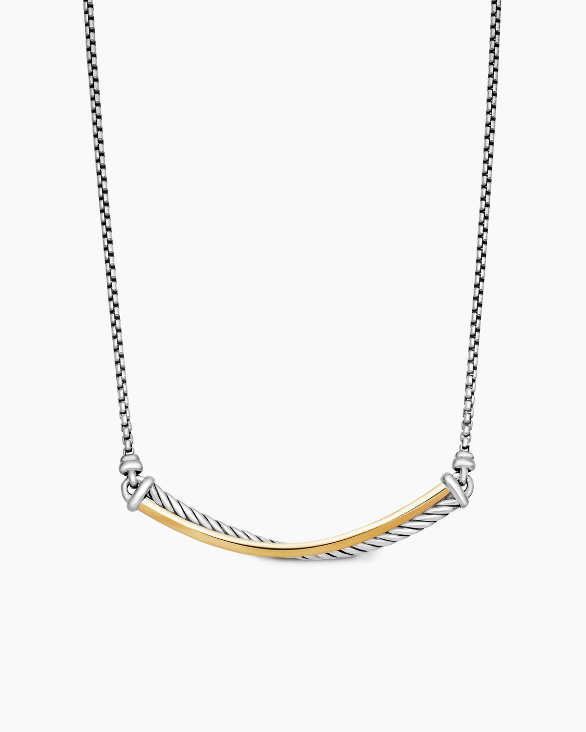 Crossover Bar Necklace in Sterling Silver with 18K Yellow Gold