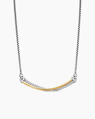 Crossover Bar Necklace in Sterling Silver with 18K Yellow Gold