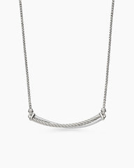 Crossover Bar Necklace in Sterling Silver with Diamonds