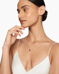 Petite Chatelaine® Pavé Bezel Pendant Necklace in 18K Yellow Gold with Garnet and Diamonds, 7mm