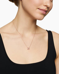 Petite Chatelaine® Pavé Bezel Pendant Necklace in 18K Rose Gold with Morganite and Diamonds, 7mm