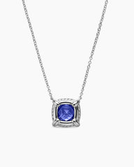 Petite Chatelaine® Pavé Bezel Pendant Necklace in 18K White Gold with Tanzanite and Diamonds, 7mm