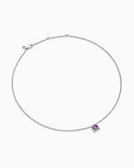 Petite Chatelaine® Pavé Bezel Pendant Necklace in Sterling Silver with Amethyst and Diamonds, 7mm