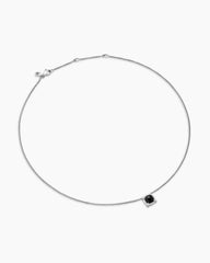 Petite Chatelaine® Pavé Bezel Pendant Necklace in Sterling Silver with Black Onyx and Diamonds, 7mm