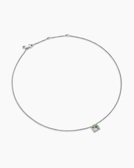 Petite Chatelaine® Pavé Bezel Pendant Necklace in Sterling Silver with Prasiolite and Diamonds, 7mm