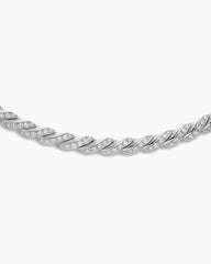 Sculpted Cable Flex Necklace in 18K White Gold with Diamonds, 5mm