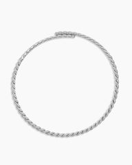 Sculpted Cable Flex Necklace in 18K White Gold with Diamonds, 5mm