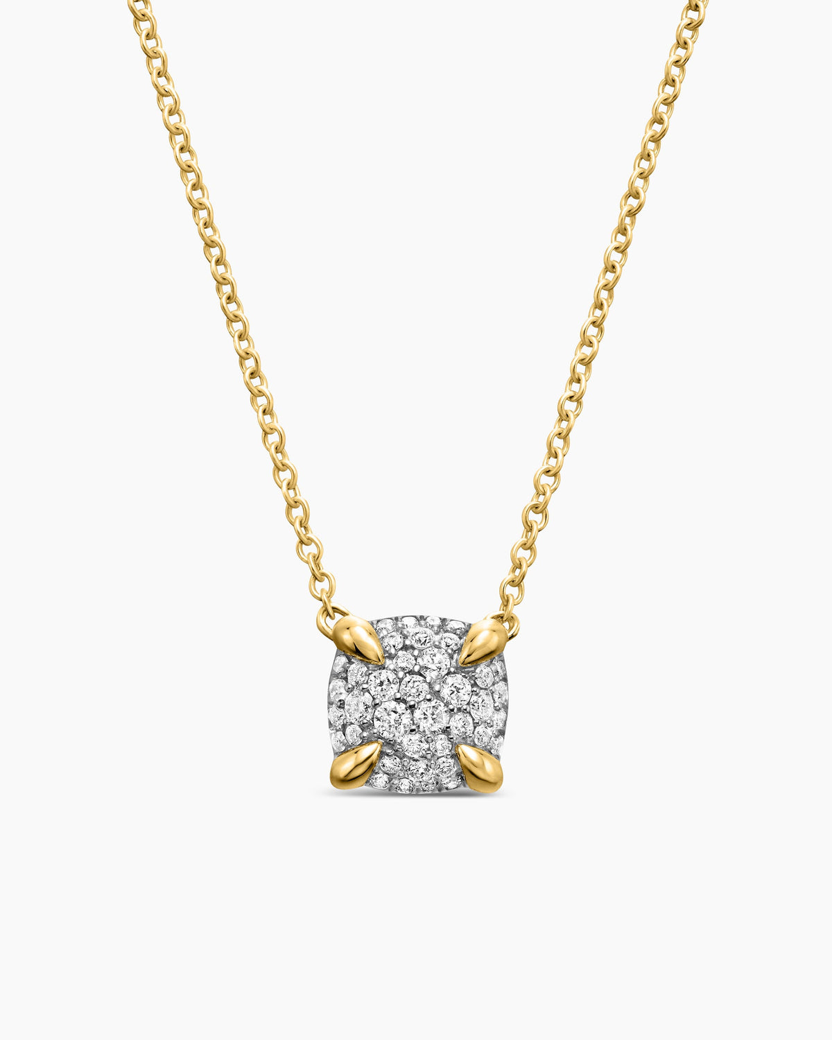 Petite Chatelaine® Pendant Necklace in 18K Yellow Gold with Pavé Diamonds, 7mm