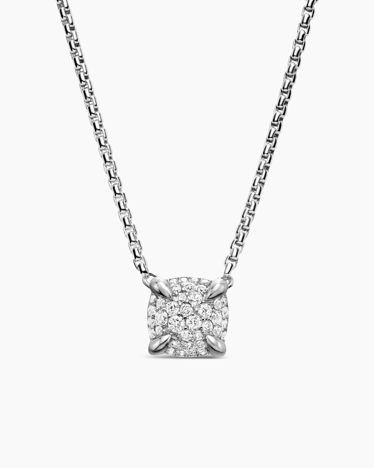 Petite Chatelaine® Pendant Necklace in Sterling Silver with Pavé Diamonds, 7mm