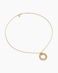 Crossover Pendant Necklace in 18K Yellow Gold with Diamonds, 21mm