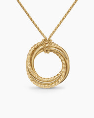 Crossover Pendant Necklace in 18K Yellow Gold with Diamonds, 21mm