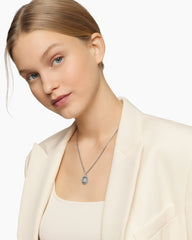 Initial Charm Necklace in Sterling Silver with Diamond B