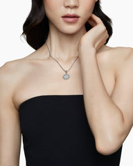 Initial Charm Necklace in Sterling Silver with Diamond C