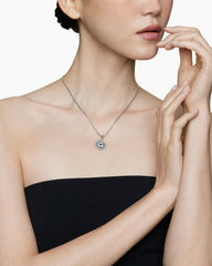 Initial Charm Necklace in Sterling Silver with Diamond G