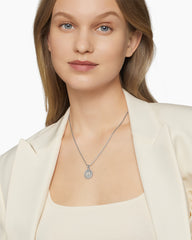 Initial Charm Necklace in Sterling Silver with Diamond H