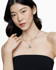 Initial Charm Necklace in Sterling Silver with Diamond I