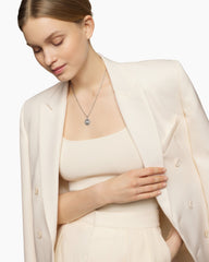 Initial Charm Necklace in Sterling Silver with Diamond N