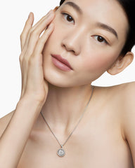 Initial Charm Necklace in Sterling Silver with Diamond O