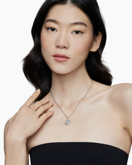 Initial Charm Necklace in Sterling Silver with Diamond Q