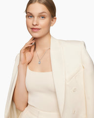 Initial Charm Necklace in Sterling Silver with Diamond R