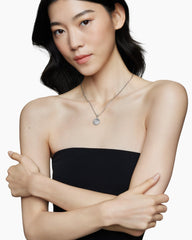 Initial Charm Necklace in Sterling Silver with Diamond S