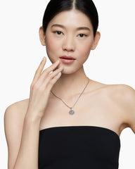 Initial Charm Necklace in Sterling Silver with Diamond U