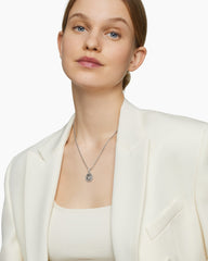 Initial Charm Necklace in Sterling Silver with Diamond V