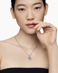 Initial Charm Necklace in Sterling Silver with Diamond W