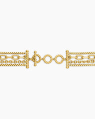 Four Row Mixed Chain Bib Necklace in 18K Yellow Gold