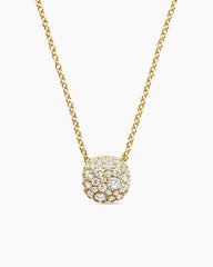 Cushion Pendant Necklace in 18K Yellow Gold with Diamonds, 8mm