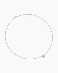 Cushion Pendant Necklace in 18K White Gold with Diamonds, 8mm