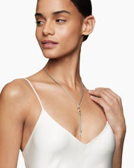 Helena Y Necklace in Sterling Silver with 18K Yellow Gold with Diamonds