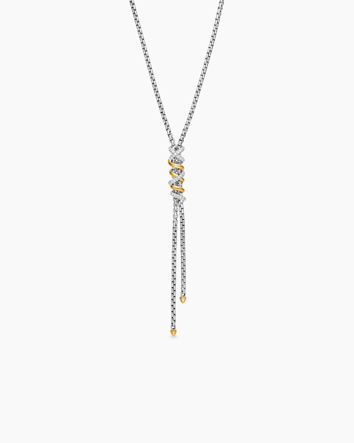 Helena Y Necklace in Sterling Silver with 18K Yellow Gold with Diamonds