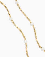 Cable Collectibles® Bead and Chain Necklace in 18K Yellow Gold with Pearls, 3.5mm