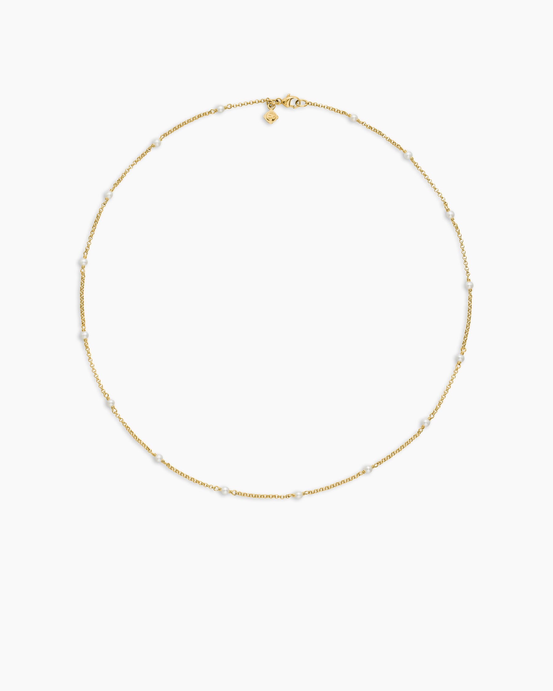 Cable Collectibles® Bead and Chain Necklace in 18K Yellow Gold with Pearls, 3.5mm
