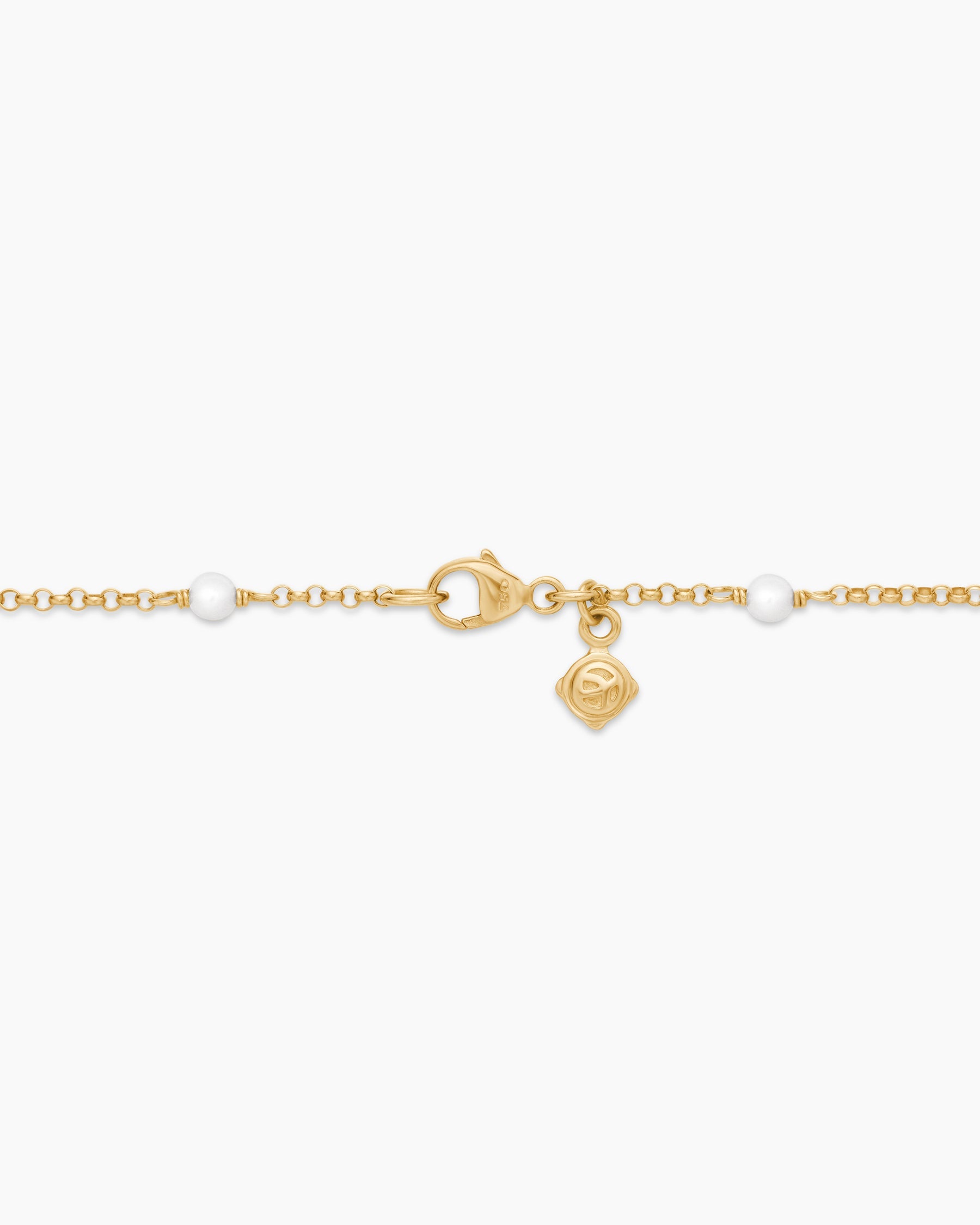 Cable Collectibles® Bead and Chain Necklace in 18K Yellow Gold with Pearls, 3.5mm