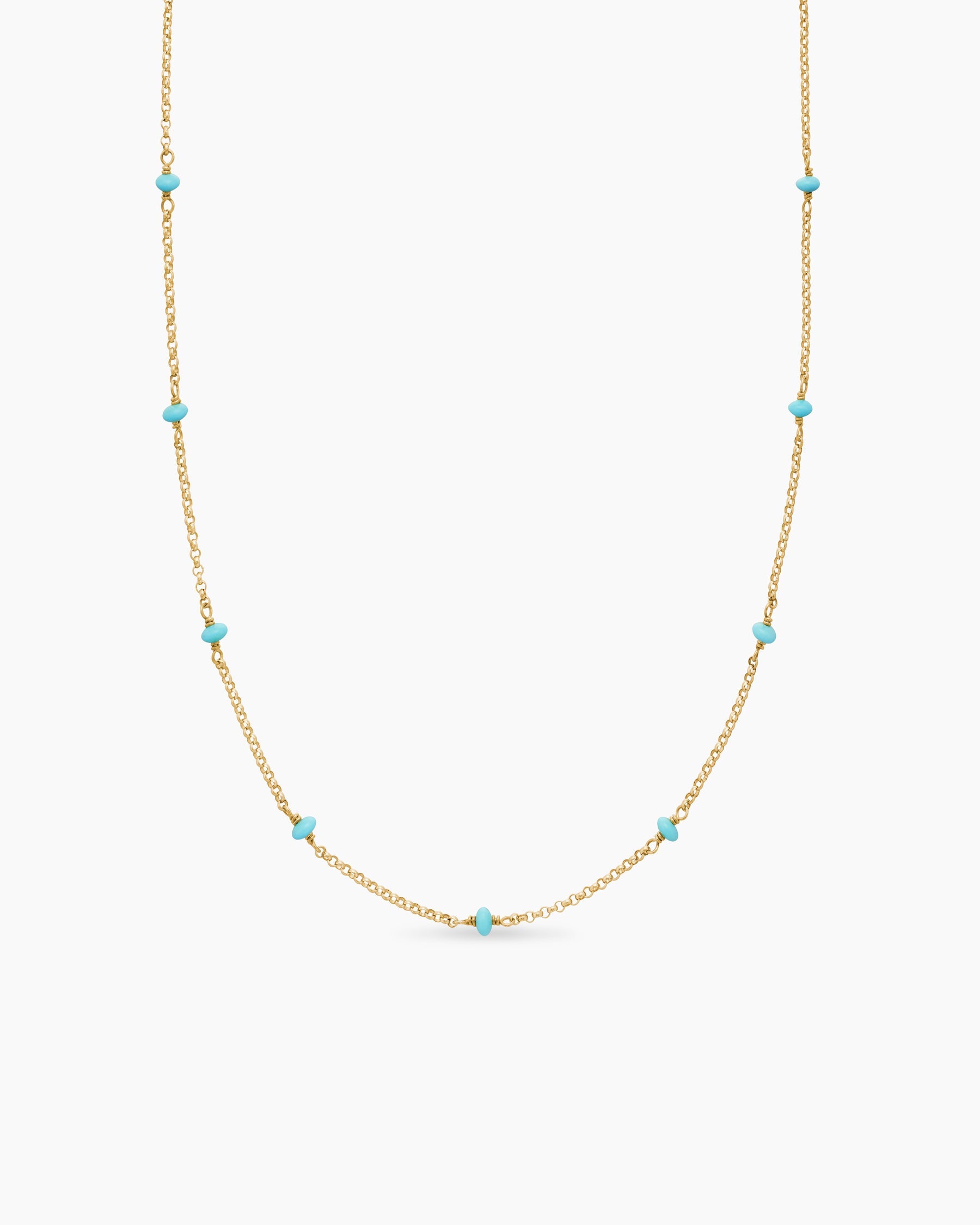 Cable Collectibles® Bead and Chain Necklace in 18K Yellow Gold with Rubies, 3.5mm